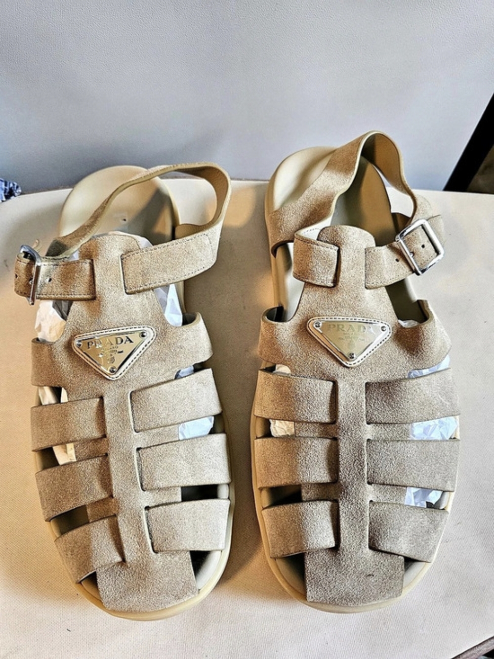 Prad Suede StrappySandals in Brown New